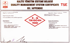 TS EN ISO 9001:2000 Kalite Belgesi